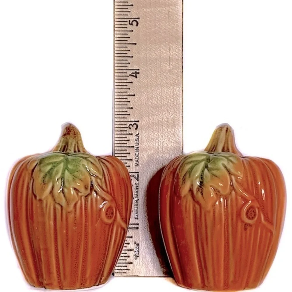 Salt and Pepper Autumn Harvest Artisan Hand Painted Glazed Ceramic Set